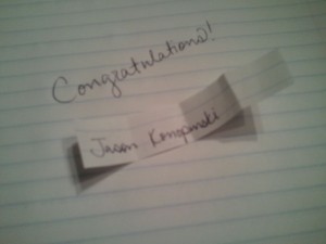 The winner is Jason Konopinski.