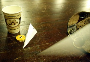 This paper airplane seems to be abandoned. Maybe it was made by a perfectionist.