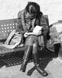 Woman reading a book.
